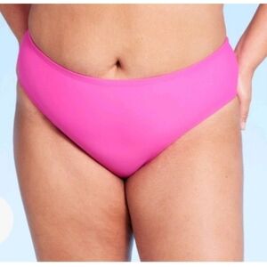 NEW Wild Fable Midrise Medium Coverage Plus Size Hot Pink Bikini Bottoms